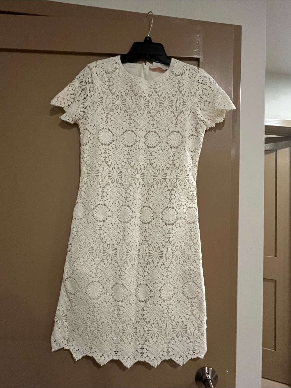 Tory Burch Trixy Cream Crochet Floral Mini Dress